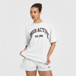 nwt oner graphic washed t shirt light grey marl sz m